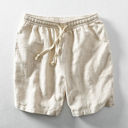 Pantaloni Corti Leggeri in Lino per Uomini – Pantaloni Estivi Traspiranti con Coulisse e Design a Righe
