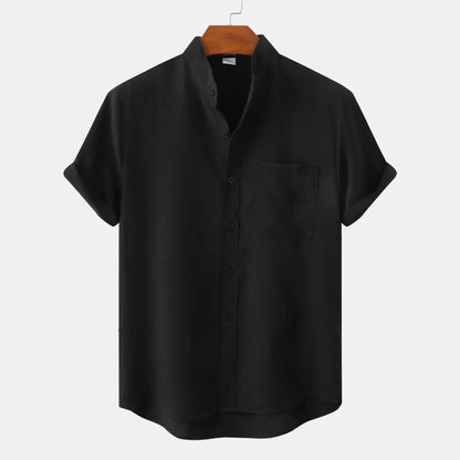 camicia lino uomo maniche corte con taschino