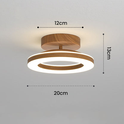 Annelis - Lampada da soffitto LED Anello Aperto con Cornice in Legno