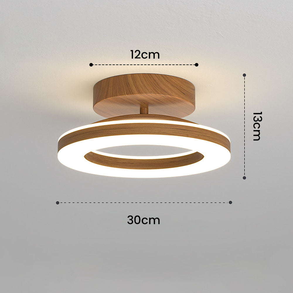 Annelis - Lampada da soffitto LED Anello Aperto con Cornice in Legno