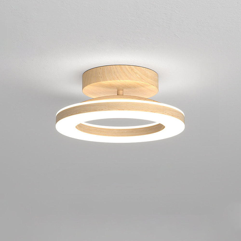 Annelis - Lampada da soffitto LED Anello Aperto con Cornice in Legno