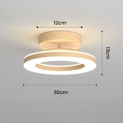 Annelis - Lampada da soffitto LED Anello Aperto con Cornice in Legno
