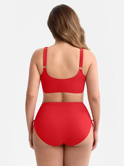 Set Bikini Modellante con Vita Alta e Ruches – Elegante Set di Costumi da Bagno Push-Up per Donne