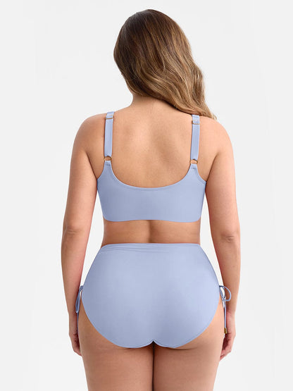 Set Bikini Modellante con Vita Alta e Ruches – Elegante Set di Costumi da Bagno Push-Up per Donne