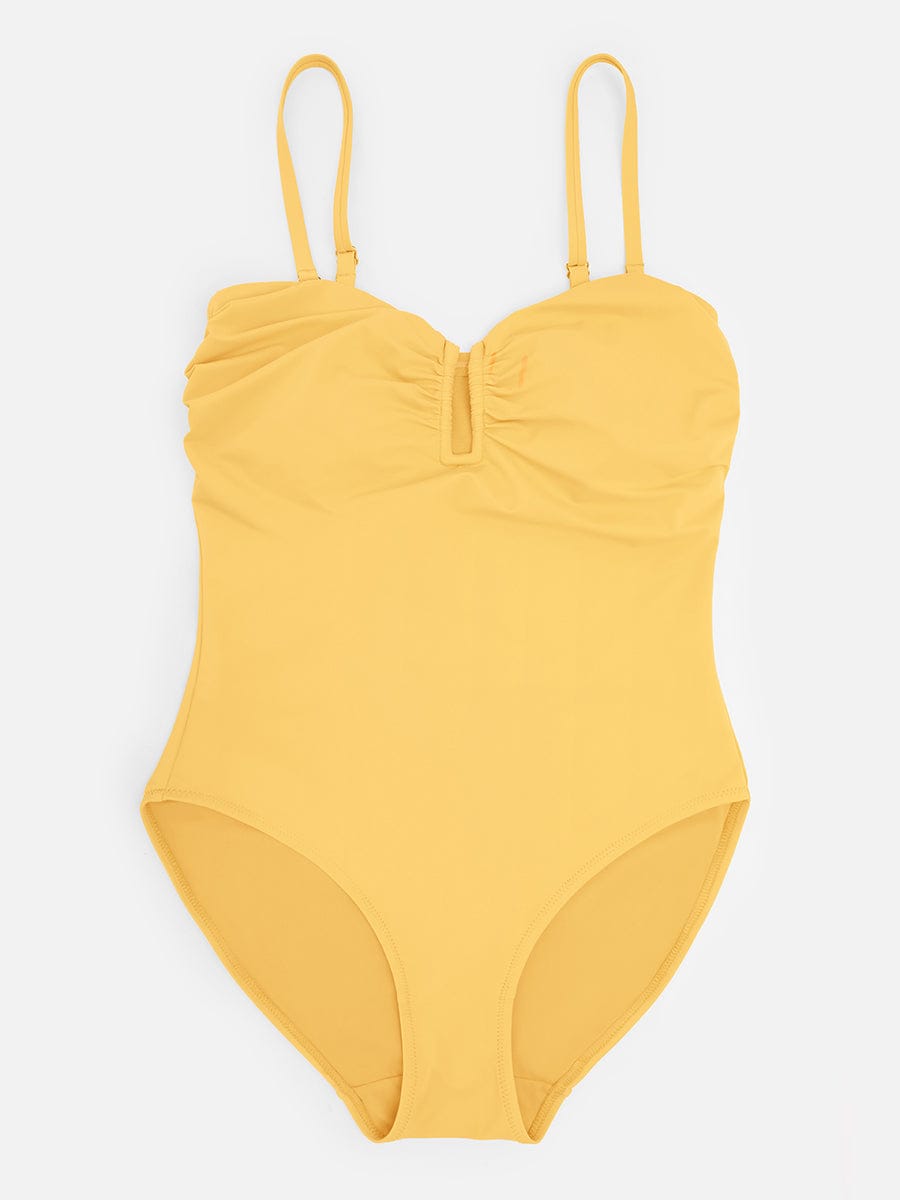Costume da bagno modellante a bandeau con scollatura a V e spalline – Elegante costume da bagno modellante per donne