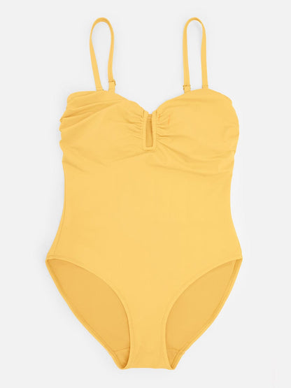 Costume da bagno modellante a bandeau con scollatura a V e spalline – Elegante costume da bagno modellante per donne