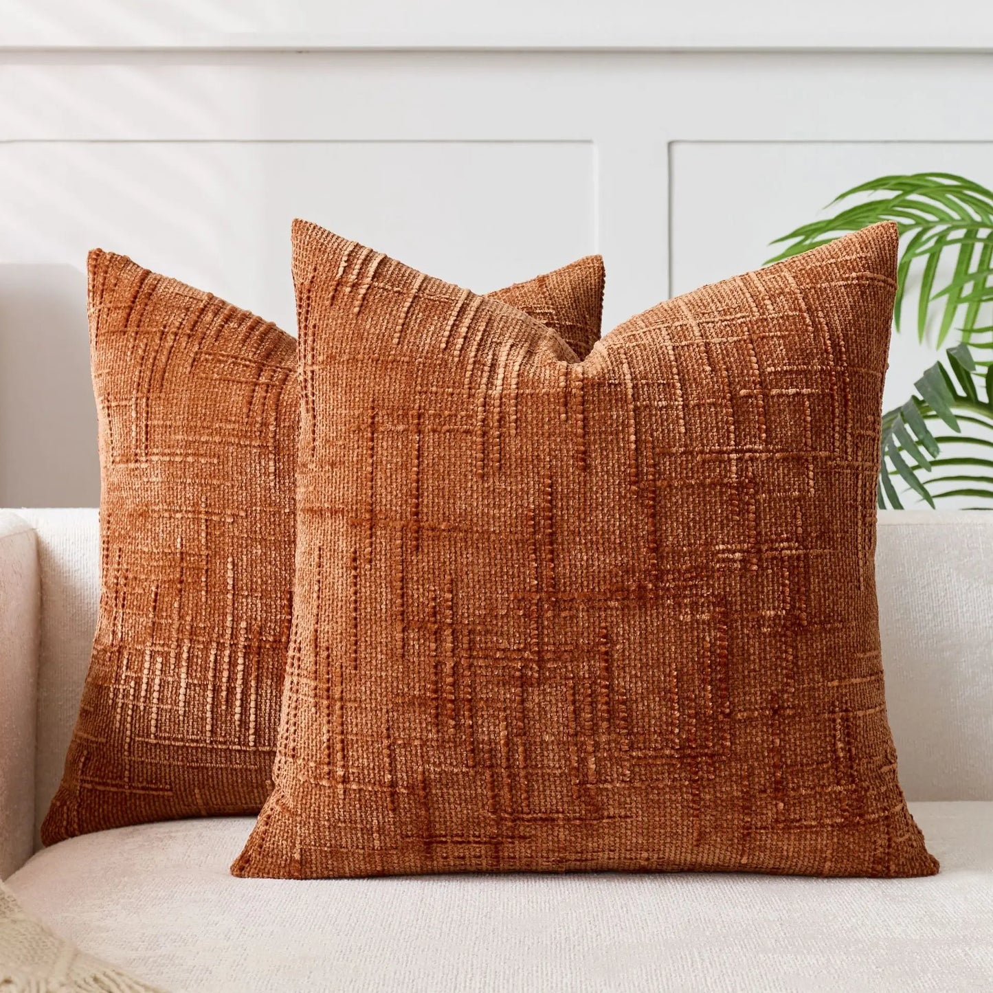 BambouLuxe - Fodera decorativa per cuscino in chenille con struttura in bambù