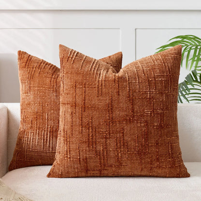BambouLuxe - Fodera decorativa per cuscino in chenille con struttura in bambù