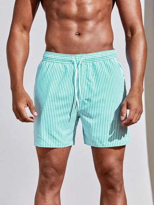 Costume da bagno a righe con cordino e vita elastica per uomo – Leggero, ad asciugatura rapida e comodissimo per l'estate