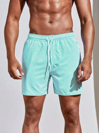 Costume da bagno a righe con cordino e vita elastica per uomo – Leggero, ad asciugatura rapida e comodissimo per l'estate