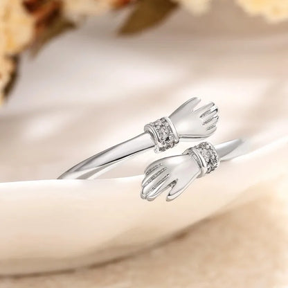 Anello abbraccio per donne con zirconi – Anello d'amore regolabile "Sempre con te"