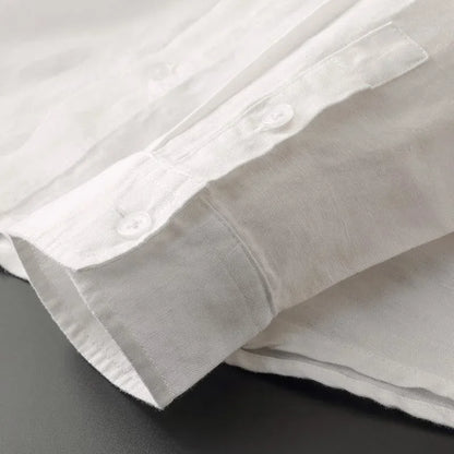 Camicia da uomo leggera in lino con cappuccio – Camicia estiva traspirante con bottoni
