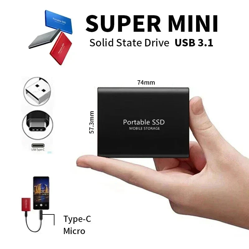 MiniFulgur - SSD Esterno Ultra-Veloce 2 To | Mini SSD | Memoria ad Alta Velocità per PC e Laptop
