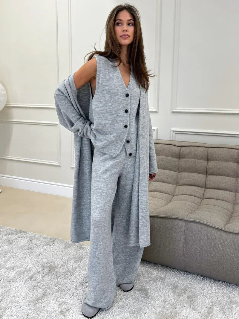 Calise - Ensemble estivo in materiale morbido, leggero ed elegante per donne, composto da un gilet, un blazer e un pantalone