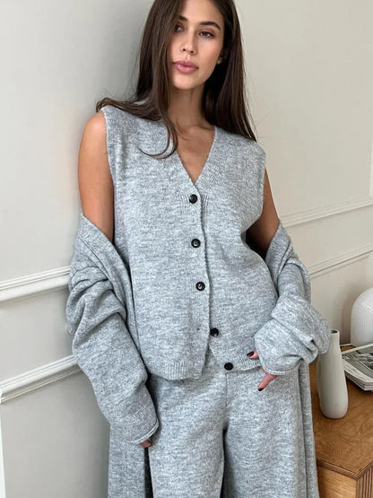 Calise - Ensemble estivo in materiale morbido, leggero ed elegante per donne, composto da un gilet, un blazer e un pantalone