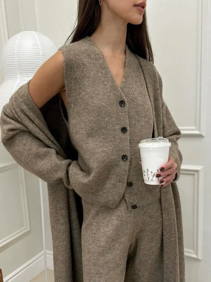 Calise - Ensemble estivo in materiale morbido, leggero ed elegante per donne, composto da un gilet, un blazer e un pantalone