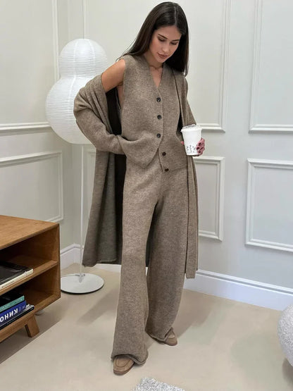 Calise - Ensemble estivo in materiale morbido, leggero ed elegante per donne, composto da un gilet, un blazer e un pantalone