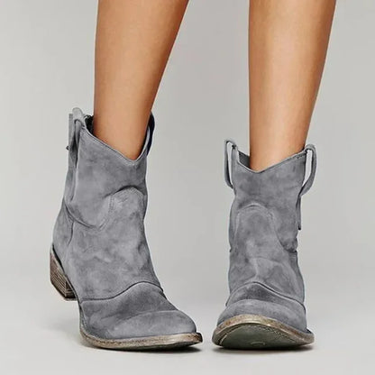 Stivali Western Kurzstiefel in Look Vintage per Donne Comode Stivaletti da Cowboy