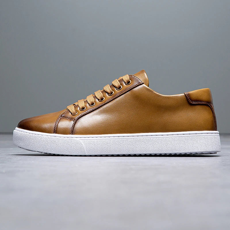Sneaker in pelle da uomo moderne con suola bianca – Scarpe casual eleganti per il quotidiano e il business