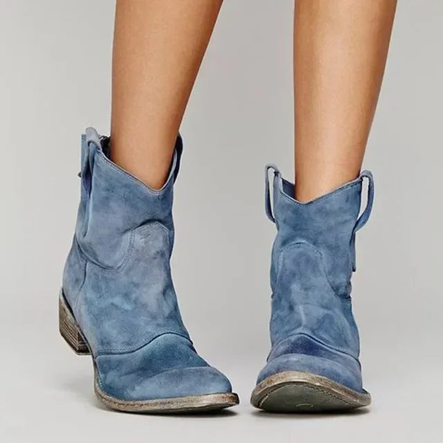 Stivali Western Kurzstiefel in Look Vintage per Donne Comode Stivaletti da Cowboy
