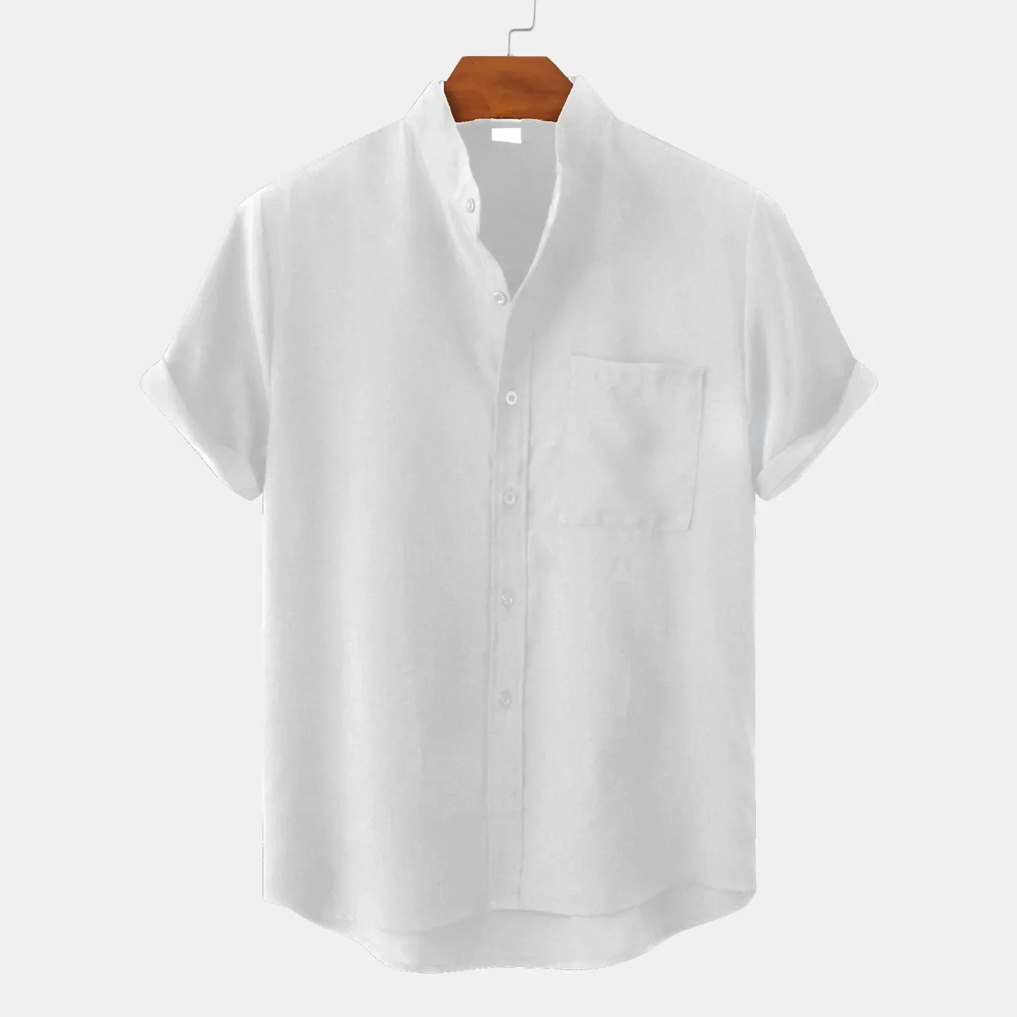 camicia lino uomo maniche corte vista frontale