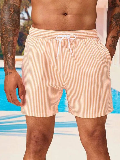 Costume da bagno a righe con cordino e vita elastica per uomo – Leggero, ad asciugatura rapida e comodissimo per l'estate