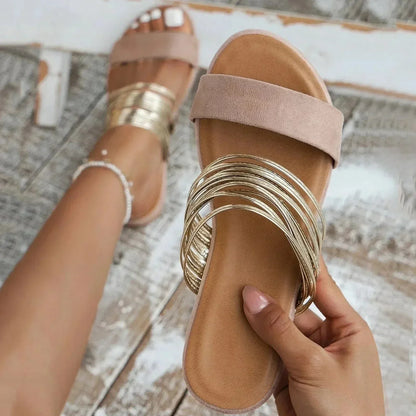 Eleganti Sandali Slip-On con Dettagli Metallici – comodi e alla moda per donne