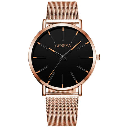 Orologio da uomo minimalista con cinturino in acciaio inossidabile a maglia – Orologio al quarzo elegante dal design moderno