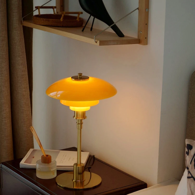 Lampada da tavolo vintage con paralume a fungo – Elegante lampada di design retro per soggiorno e camera da letto