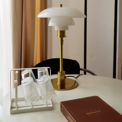 Lampada da tavolo vintage con paralume a fungo – Elegante lampada di design retro per soggiorno e camera da letto