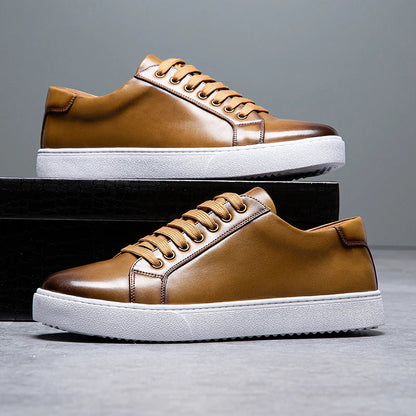 Sneaker in pelle da uomo moderne con suola bianca – Scarpe casual eleganti per il quotidiano e il business