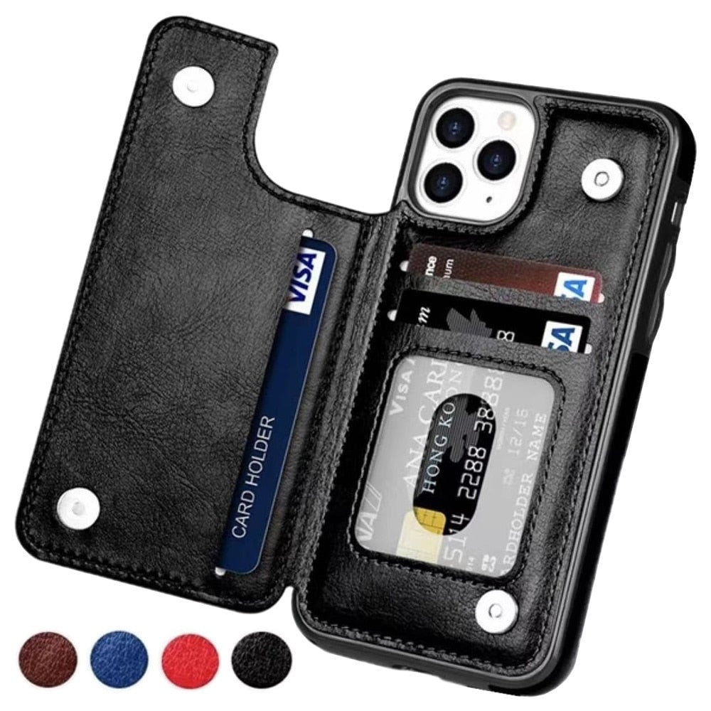 Magnoria - Borsa in pelle di lusso per smartphone con scomparti per carte, area foto e chiusura magnetica