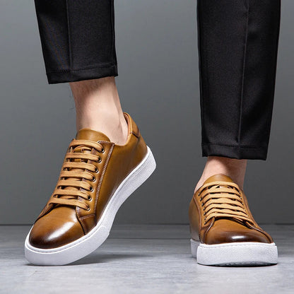Sneaker in pelle da uomo moderne con suola bianca – Scarpe casual eleganti per il quotidiano e il business
