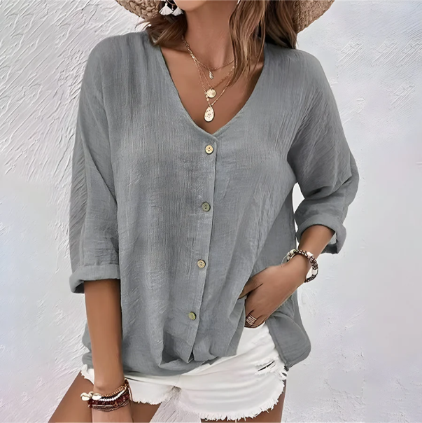 Auriviane - Blusa casual con bottoni per donne