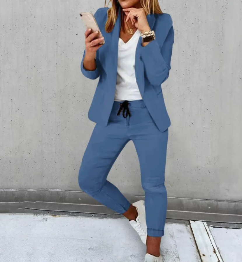 Ambréa - Blazer Scollo e Pantaloni Comodi con Coulisse
