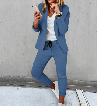 Ambréa - Blazer Scollo e Pantaloni Comodi con Coulisse