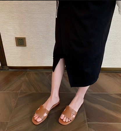 Eleganti Sandali Slide per Donna con Design a Cut-Out – Pantofole Estive Piatte