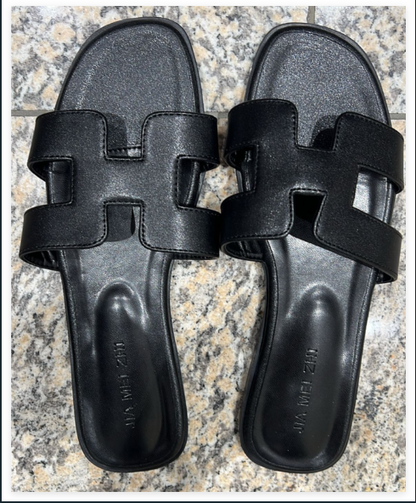 Eleganti Sandali Slide per Donna con Design a Cut-Out – Pantofole Estive Piatte
