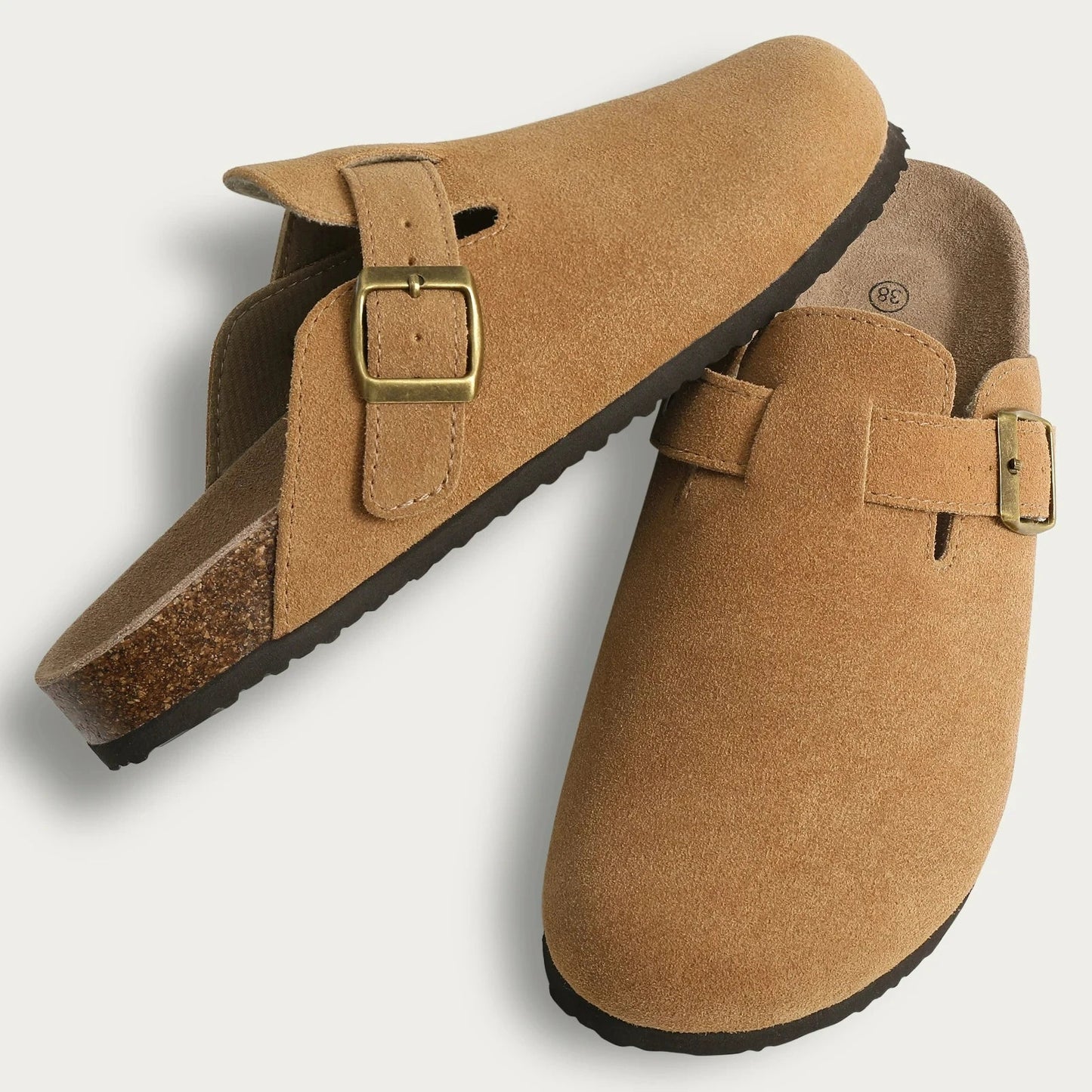sabot boston in camoscio con fibbia