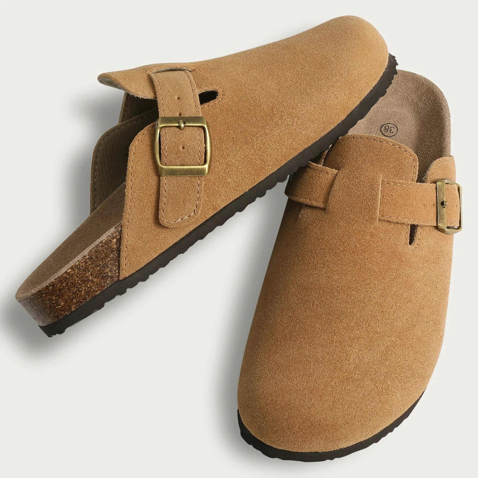 sabot boston in camoscio con fibbia