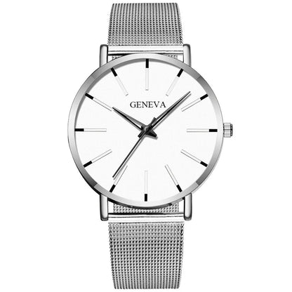 Orologio da uomo minimalista con cinturino in acciaio inossidabile a maglia – Orologio al quarzo elegante dal design moderno