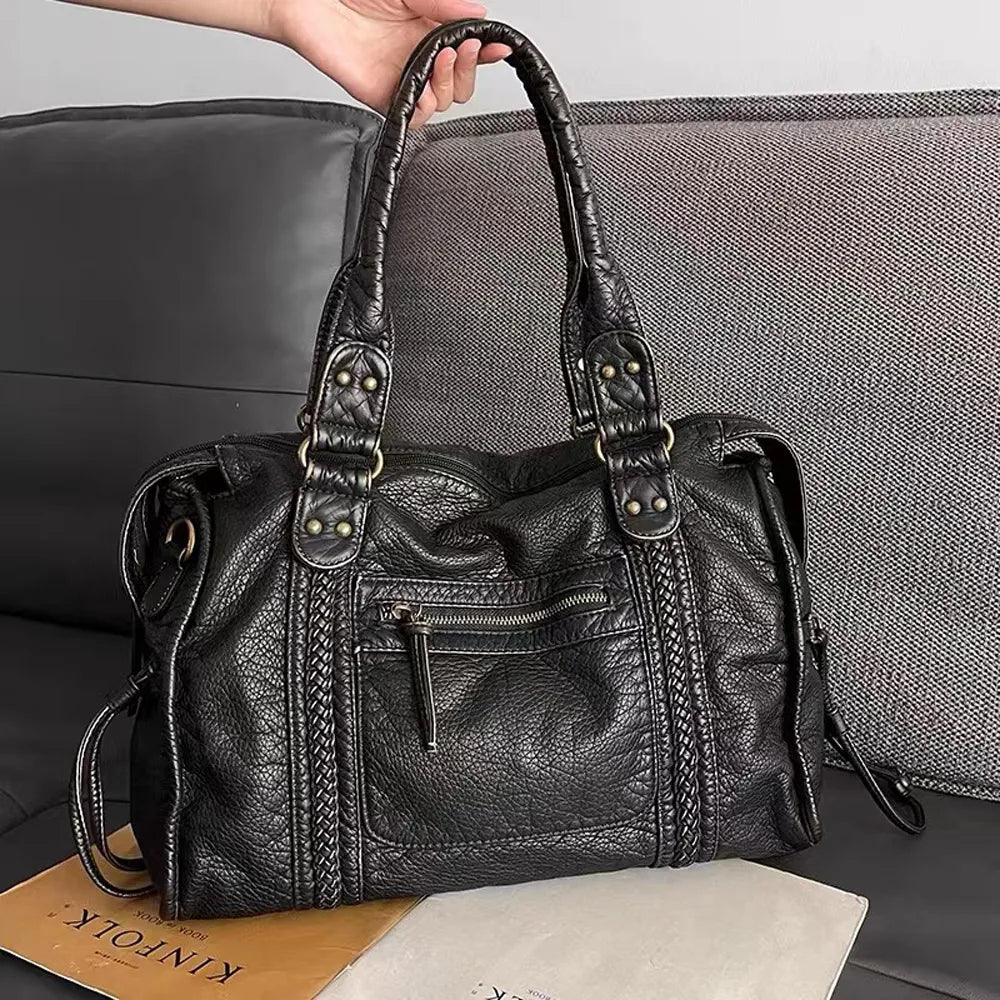 Lunéthra - Borsa nera elegante per lo shopping