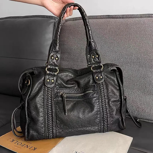 Lunéthra - Borsa nera elegante per lo shopping
