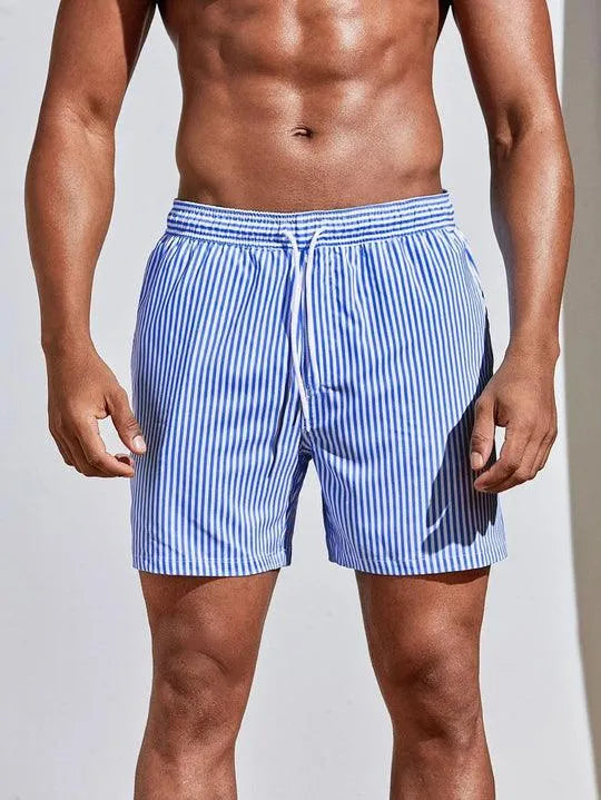 Pantaloni da bagno a righe per uomo con cordoncino – Pantaloni estivi leggeri e ad asciugatura rapida