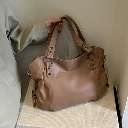 Marine - Grande borsa a mano in pelle morbida
