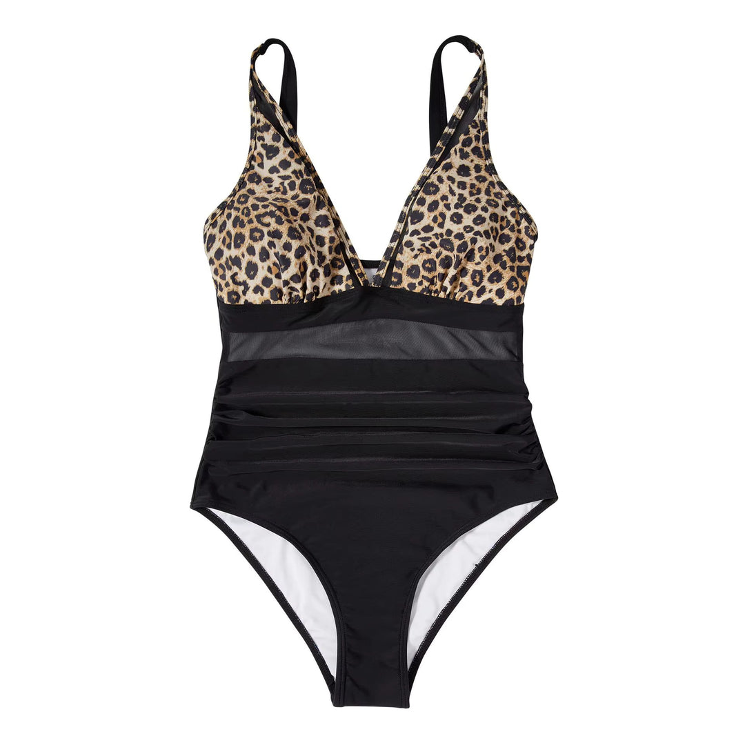 Costume da bagno elegante per donne con dettagli in rete – Scollo a V profondo e modellante