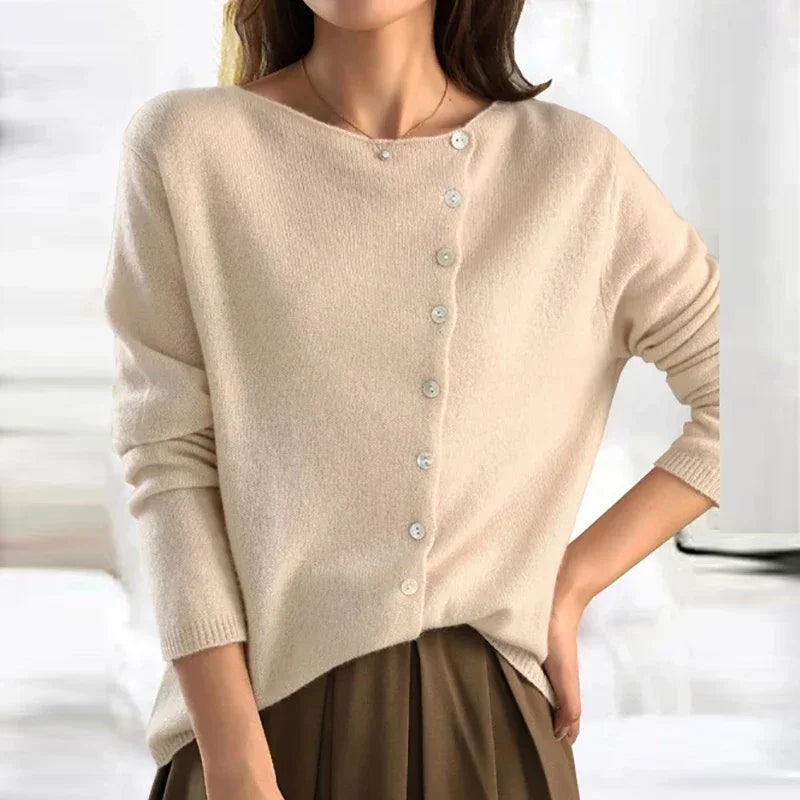 Juliette - Gilet Asimmetrico Elegante e Morbido in Cachemire Primaverile con Bottoni