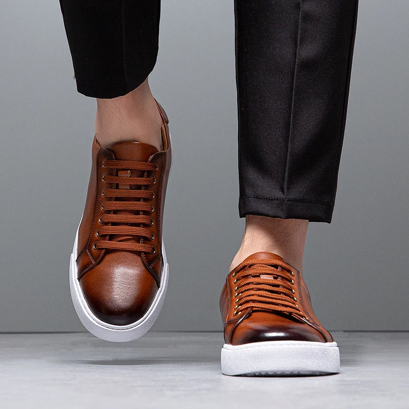 Sneaker in pelle da uomo moderne con suola bianca – Scarpe casual eleganti per il quotidiano e il business