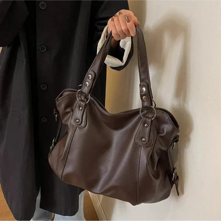 Marine - Grande borsa a mano in pelle morbida