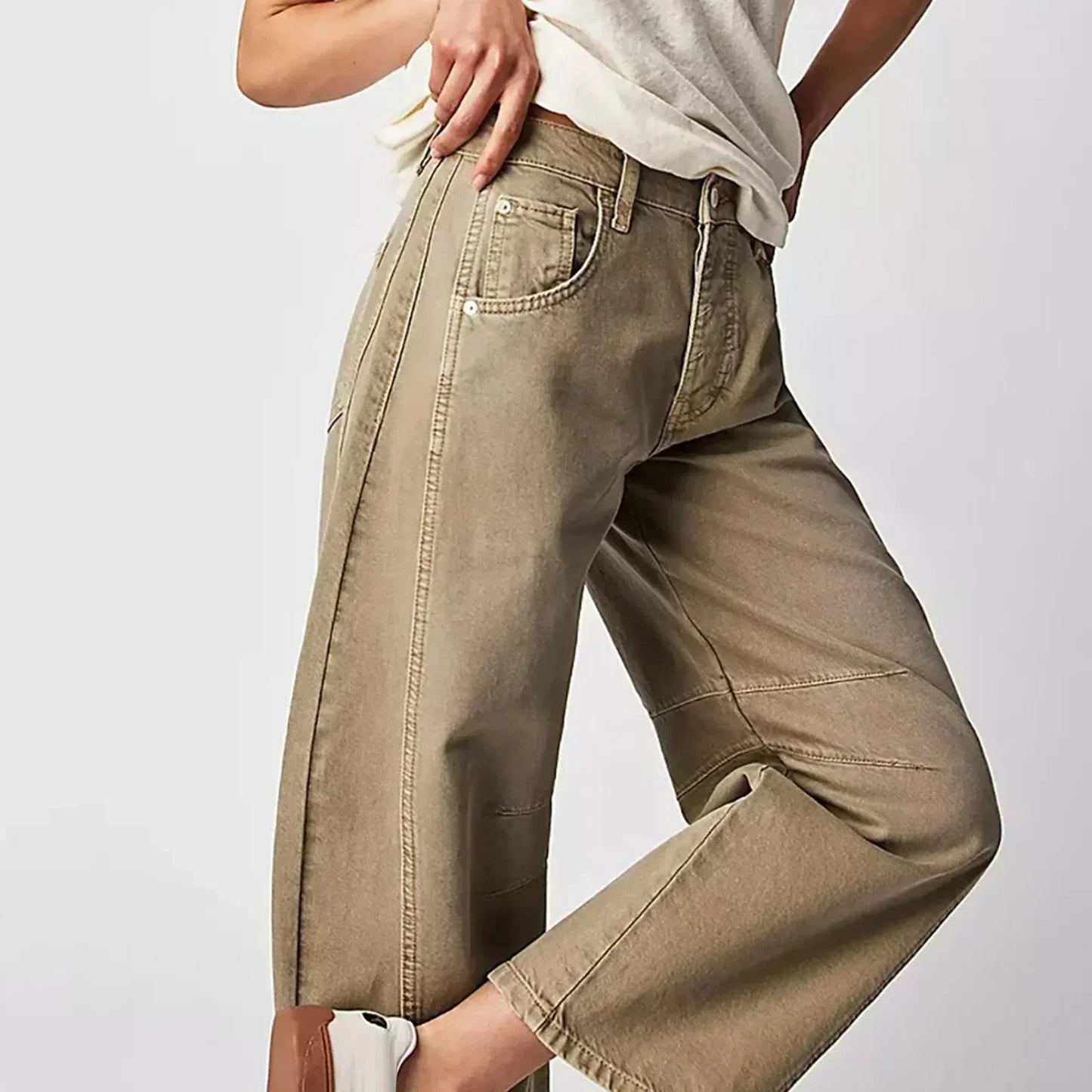 Jeans casual da donna con gamba larga e vita alta – Comodi pantaloni in denim loose-fit